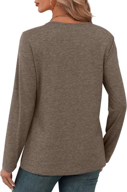 XIEERDUO Long Sleeve Shirts for Women V Neck Fall Tops Basic Tunic Tops Loose Fit Dressy 2025 - Image 4